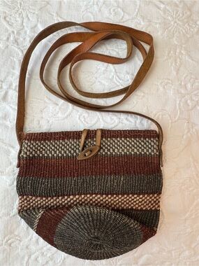 Handwoven Brown & Olive Crossbody Bag
